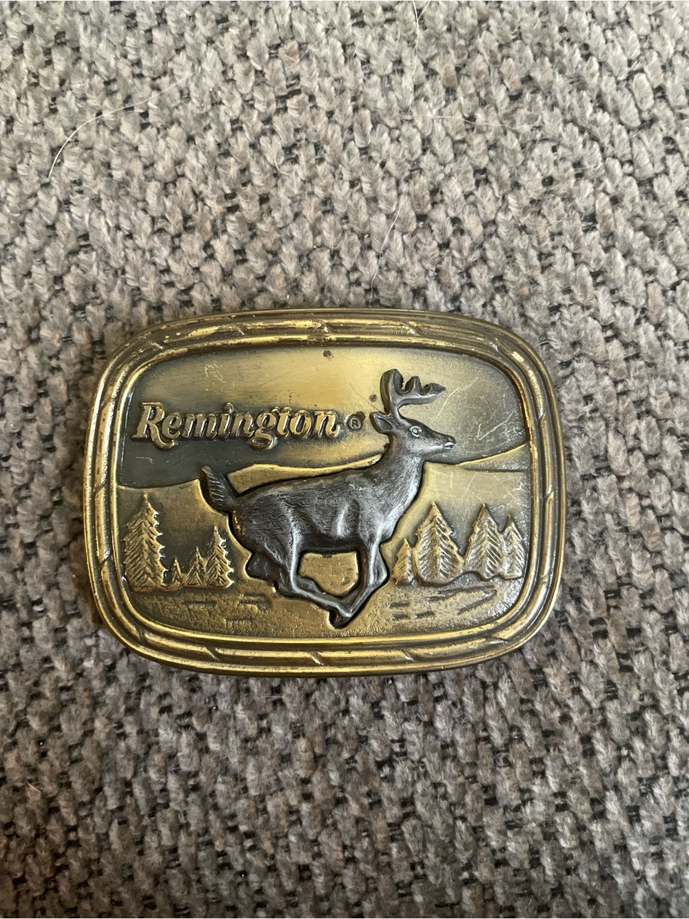 Vintage Remington Two-Tone Brass Deer Belt Buckle